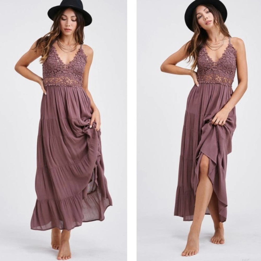 Ollie Mocha Tiered Maxi Dress - Picture 2 of 2